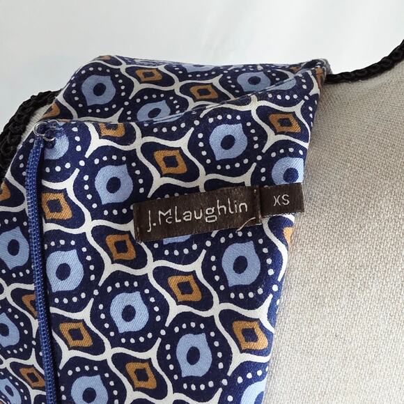 J.McLaughlin Dress Women XS Blue Geometric Sleeveless Rayon Blend Shift Sheath - Picture 7 of 11